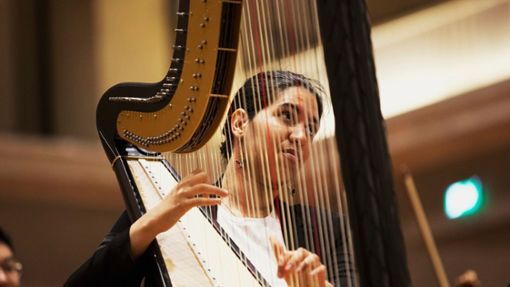 Im Alberto-Ginastera-Harfenkonzert zu hören: Alexandra Bidi Foto: ARD/Daniel Delang
