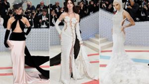 Drei denkwürdige Looks der diesjährigen Met-Gala: Jennifer Lopez, Anne Hathaway und Doja Cat (von links). Foto: AFP/JAMIE MCCARTHY/ANGELA WEISS/MIKE COPPOLA