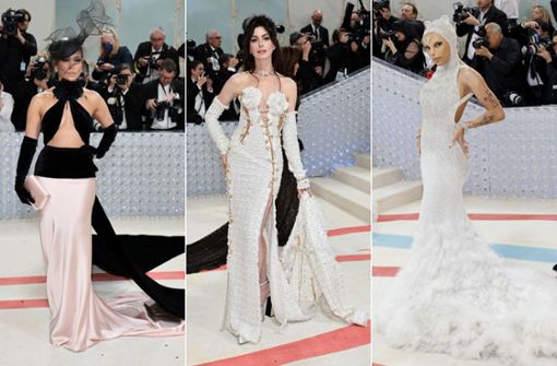 Drei denkwürdige Looks der diesjährigen Met-Gala: Jennifer Lopez, Anne Hathaway und Doja Cat (von links). Foto: AFP/JAMIE MCCARTHY/ANGELA WEISS/MIKE COPPOLA