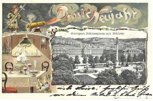 Diese Neujahreskarte vom Stuttgarter Schlossplatz ist 1902 verschickt worden. Foto: Sammlung Wibke Wieczorek