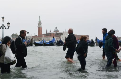 Venedig hat mit einem extremen Hochwasser zu kämpfen Foto: AFP