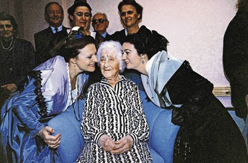 Das Bild zeigt Jeanne Calment 1989 an ihrem 114. Geburtstag – einem russischen Forscher zufolge handelt es sich dabei jedoch um ihre Tochter Yvonne. Foto:AFP Foto:  