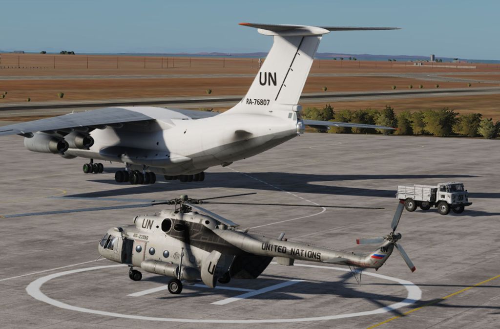 Oder mit dem Mi-8-Hubschrauber wichtige Transporte übernehmen.