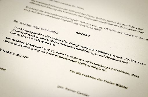 So sieht der Antrag aus, der am Freitag im Kreistag in Ludwigsburg eine Mehrheit bekommen hat. Foto: factum/Granville
