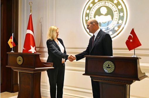 Bundesinnenministerin Nancy Faeser trifft in Ankara ihren türkischen Kollegen Süleyman Soylu Foto: dpa/Anne Pollmann