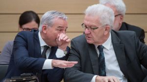 Zwischen Winfried Kretschmanns (rechts) Grünen und Thomas Strobls CDU gibt es Streit um den Koalitionsvertrag. Foto: dpa
