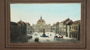 Eine historische Ansicht des Ludwigsburger Schlosses, entstanden um das Jahr 1820. Lange Zeit war die Residenz viel bedeutender als die Stadt, die sie umgab. Weitere historische Bilder finden Sie in unserer Bildergalerie. Foto: Stadtarchiv Ludwigsburg