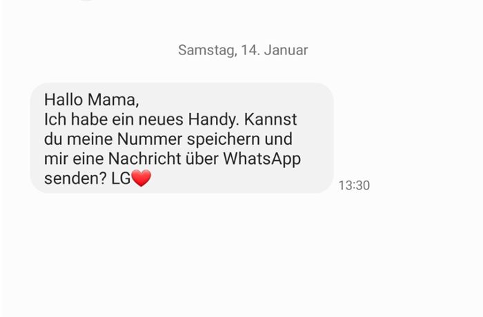 Whatsapp-Betrug  im Raum Stuttgart: Bei dieser SMS sollten die Alarmglocken schrillen