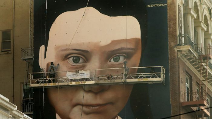 Greta Thunberg als Riesenwandbild