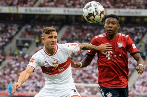 Pablo Maffeo (li., gegen David Alaba vom FC Bayern) will beim VfB Stuttgart um seine Chance kämpfen. Foto: dpa