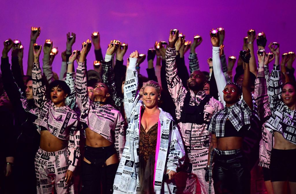 US-Sängerin Pink sorgte für gute Stimmung bei den Brit Awards 2019. Foto: PA Wire
