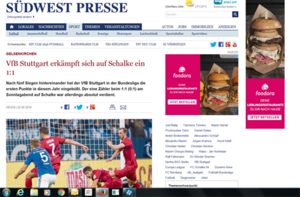 Stuttgart habe sich das 1:1 erkämpft, titelt die Südwest Presse.
