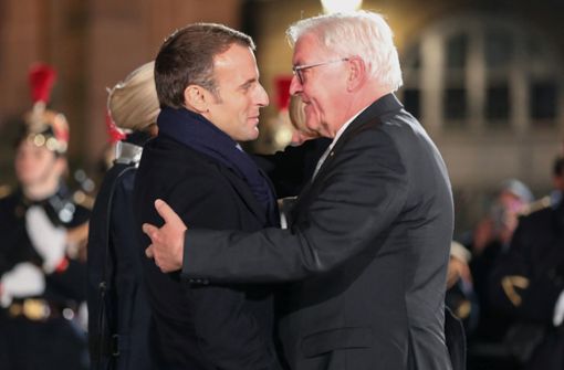 Am 3. Juli sind Emmanuel Macron und Frank-Walter Steinmeier in Ludwigsburg. Foto: AP/Ludovic Marin