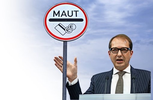 Dumm gelaufen für Verkehrsminister Dobrindt – die   Maut ist gewiss nicht sein Projekt Foto: dpa/StN-Montage: Klos