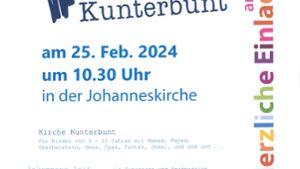 Kirche Kunterbunt am 25. Februar um 10:30 Uhr