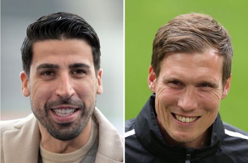 Sami Khedira  und Hannes Wolf, Trainer von Bayer Leverkusen. Foto: dpa/Soeren Stache
