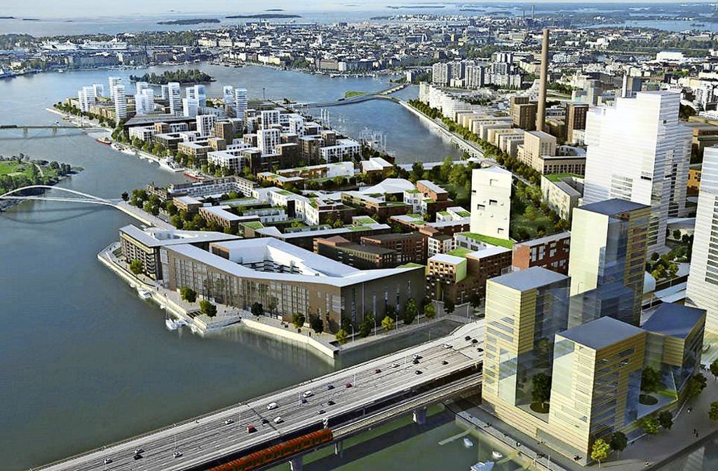So soll den Plänen nach Helsinkis Viertel Kalasatama 2030 aussehen.