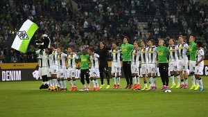 Die Mannschaft von Borussia Mönchengladbach im Glück. Foto: dpa