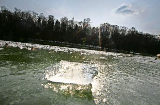 Schön anzuschauen, aber noch zu gefährlich: der zugefrorene Kirchheimer Bürgersee Foto: Horst Rudel