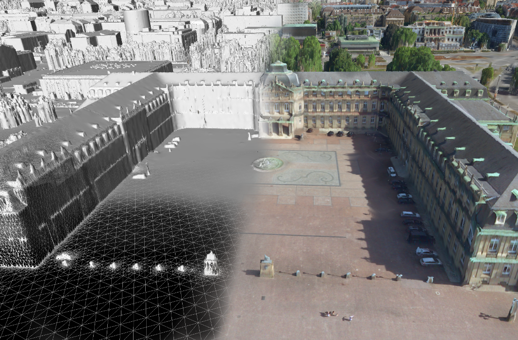 Eine 3D-Simulation des Schlossplatzes in Stuttgart.