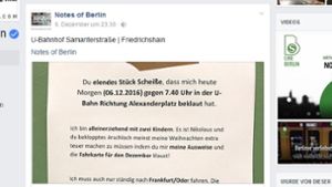 Der wütende Brief einer alleinerziehenden Mutter an einen Taschendieb hat eine Welle der Hilfsbereitschaft ausgelöst. Foto: Screenshot Facebook / Notes Of Berlin