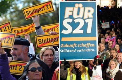 Die Stuttgarter gehen auf die Straße. Die Frage ist nur: Für oder gegen Stuttgart 21 Foto: dpa