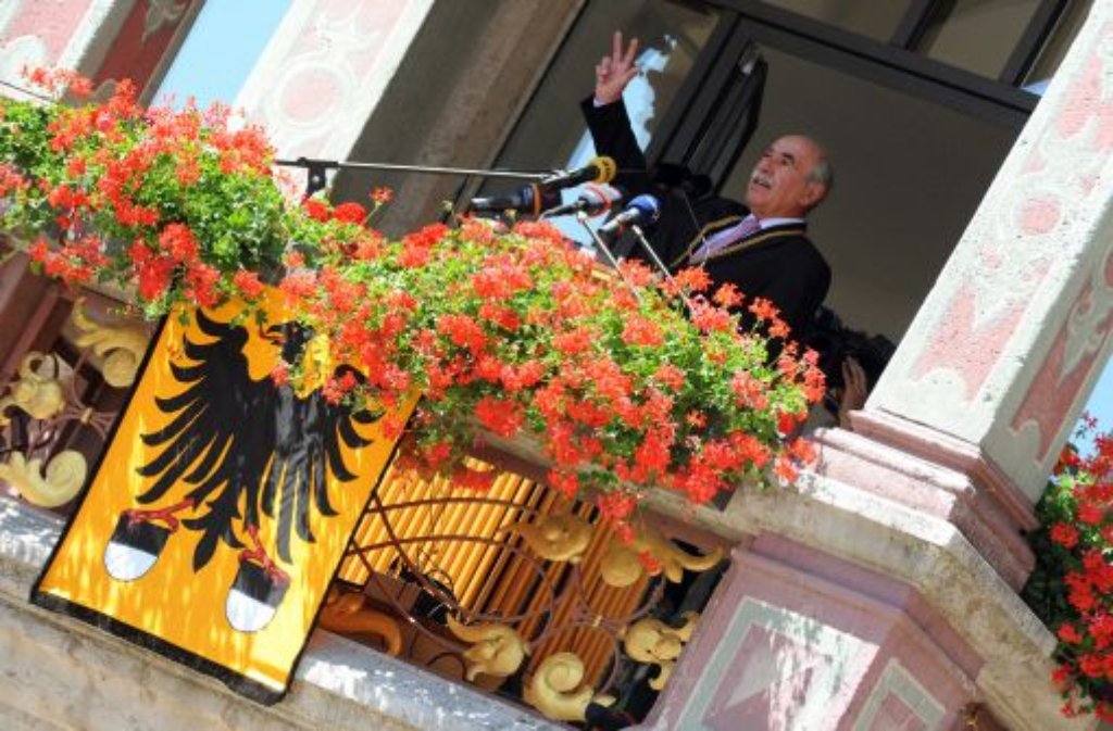 Der Oberbürgermeister von Ulm, Ivo Gönner (SPD), hält am Montag vor Bürgern der Stadt seine sogenannte Schwörrede.