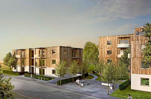In  diesen würfelartigen Gebäuden namens „Cube 11“ sollen die anerkannten Flüchtlinge wohnen. Foto: Wohnungsbau Ludwigsburg