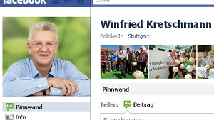 Freund vom Ministerpräsidenen werden: Winfried Kretschmanns Facebook-Seite Foto: Screenshot