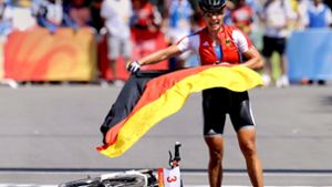 Der Höhepunkt: Sabine Spitze gewinnt Gold bei den Olympischen Spielen in Peking. Foto: dpa/Karl-Josef Hildenbrand