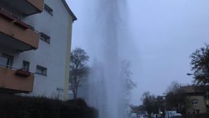Bis in Firsthöhe eines Mehrfamilienhauses ist das Wasser geschossen. Foto: 7aktuell.de/Oskar Eyb
