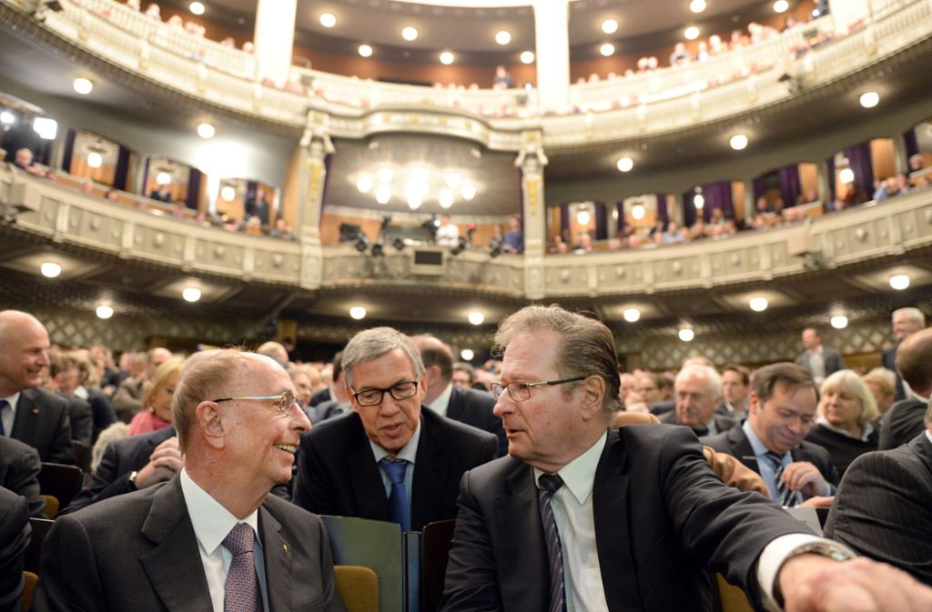 2015 bei der FDP: Leibinger und die Ex-Minister Walter Döring und Klaus Kinkel (v.li.).