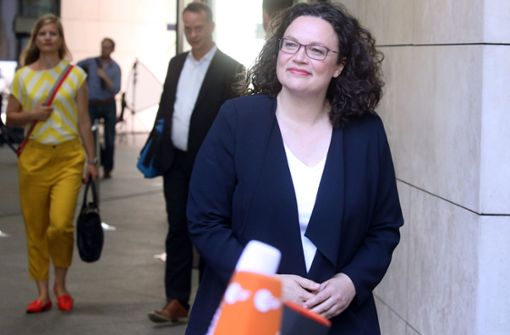 Am 3. Juni 2019 kündigte Andrea Nahles ihren Rücktritt als SPD-Parteivorsitzende an. Nun kehrt sie als Chefin der Bundesagentur für Arbeit zurück auf die politische Bühne. Foto: dpa/Wolfgang Kumm
