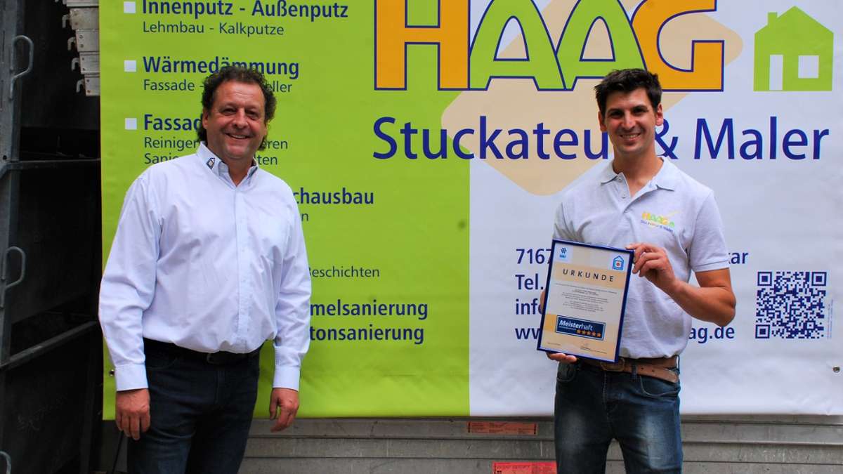 Marbacher Firma erhält Fünf-Sterne-Auszeichnung : Stuckateurfachbetrieb Haag ausgezeichnet