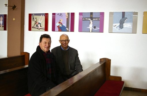 Der Künstler Dieter Groß (links) und der Architekt Michael Steinwachs Foto: Alexandra Kratz