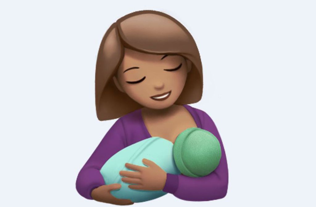 Eine Frau, die ihr Kind an der Brust stillt – nur eines von weiteren Emojis, die im Laufe des Jahres verfügbar sind.