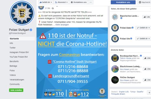 Die Polizei bittet darum, den Notruf nur in Notfällen anzurufen. Foto: Polizei Stuttgart/Screenshot red