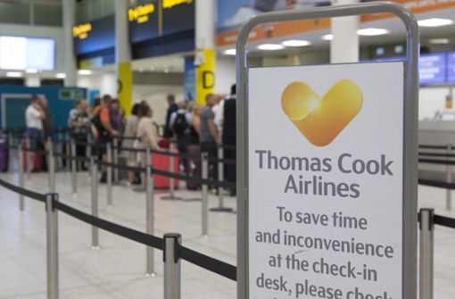DerReiseanbieter Thomas Cook ist Pleite – der Flugbetrieb wurde in Großbritannien mit sofortiger Wirkung eingestellt Foto: dpa/Rick Findler