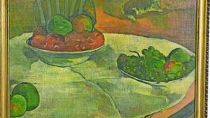 Ausschnitt aus Paul Gauguins Bild „Fruits sur un table ou nature morte au petit chien“ („Früchte auf Tisch“)  Foto: Stadtverwaltung Rom
