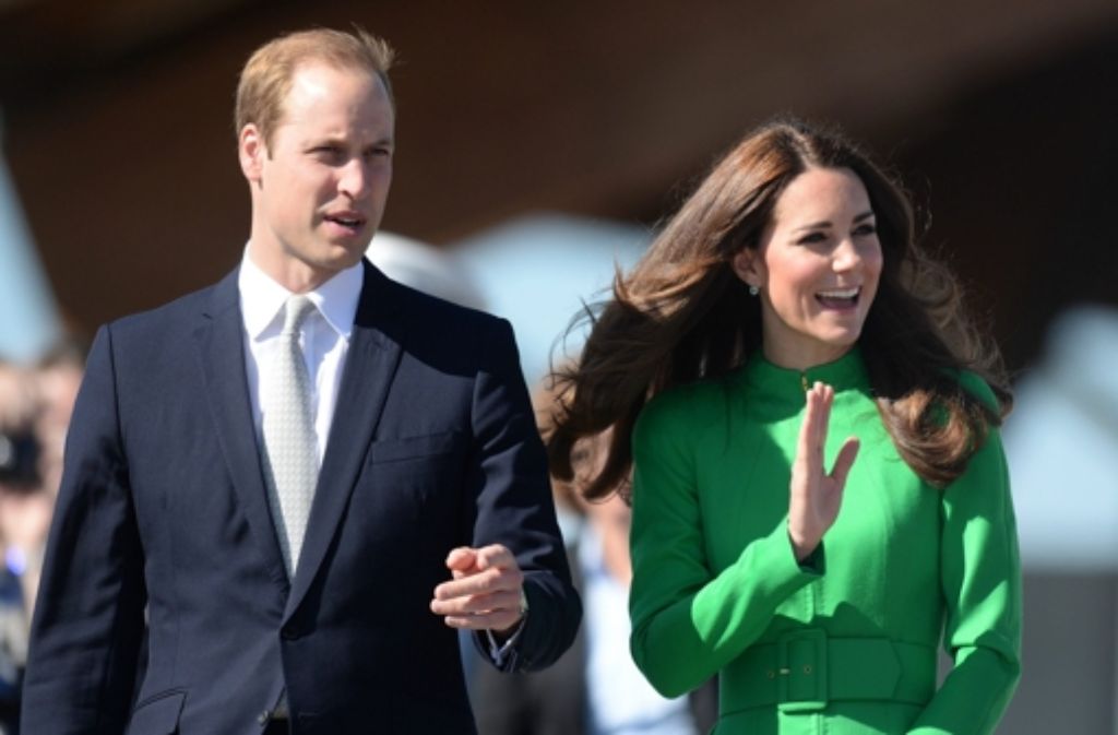Schick in grasgrün: Herzogin Kate und Prinz William in Canberra.