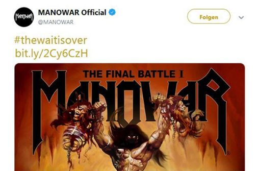 Im März hatten Manowar das neue Album angekündigt – nun waren sie zu Gast in der Stuttgarter Schleyerhalle. Fotografen waren dort allerdings nicht zugelassen. Foto: Twitter/Manowar