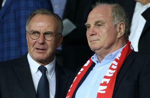 Bayern-Bosse Karl-Heinz Rummenigge (links)  und Dieter Hoeneß. Foto: Getty Images