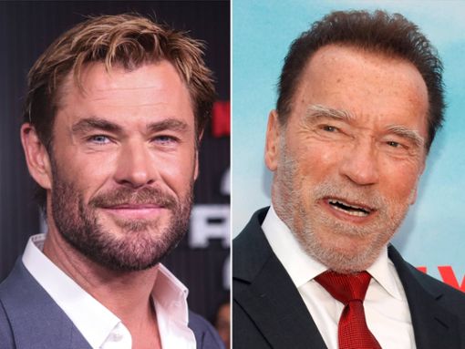 Zwei Generationen durchtrainierter Action-Stars: Chris Hemsworth (li.) und Arnold Schwarzenegger Foto: imago/Avalon.red / imago/Starface