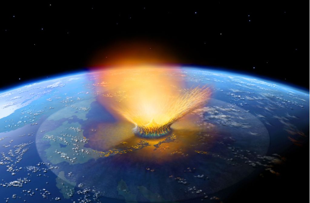 Die Illustration zeigt den katastrophalen Asteroideneinschlag auf der Erde. Foto:  