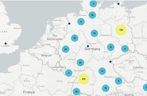 Noch dominiert auf der Startbase-Landkarte der Südwesten. Foto: Startbase/Stuttgart Financial