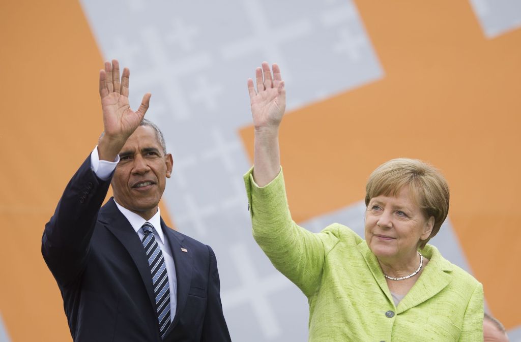 Politische Freunde – Barack Obama und Angela Merkel. Mehr Bilder vom Treffen in unserer Bilderstrecke.