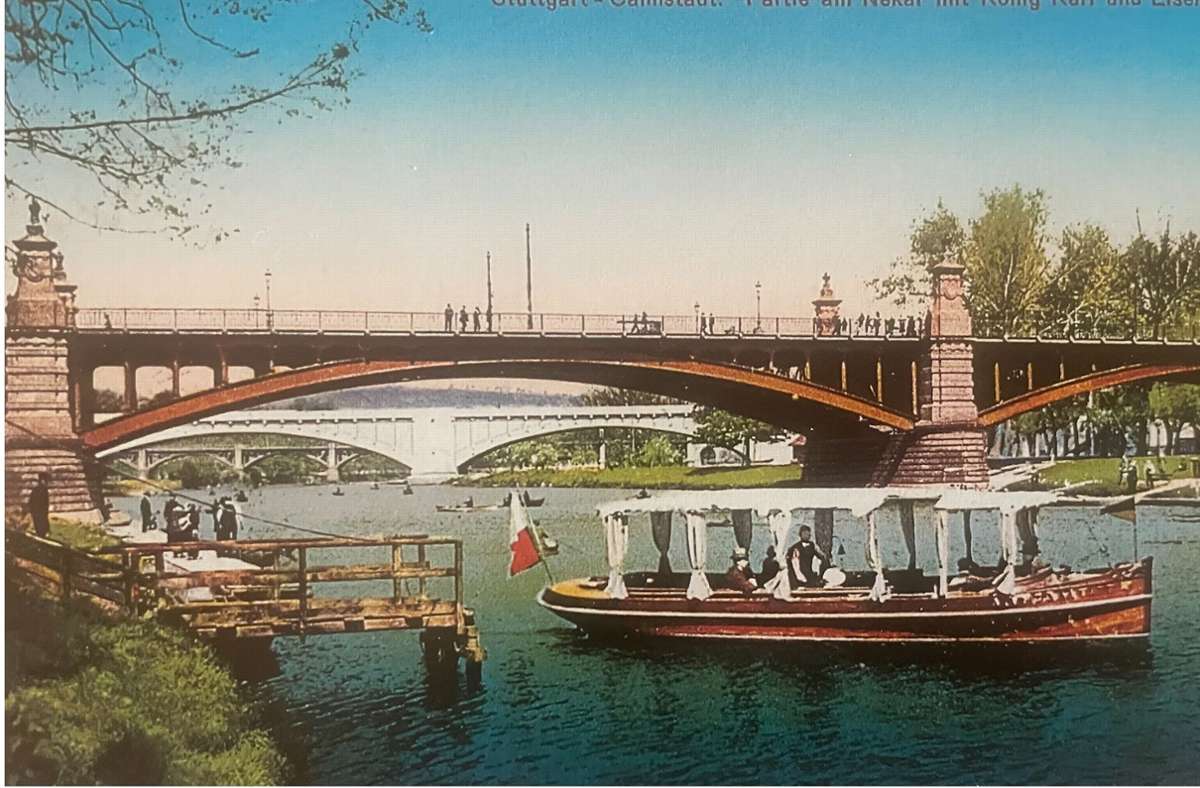 Neckaridylle mit der alten König-Karls-Brücke in Bad Cannstatt. Foto: /Sammlung Thomas Borst
