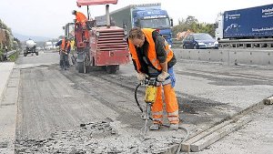 Baustelle behindert Verkehr bei Sinsheim