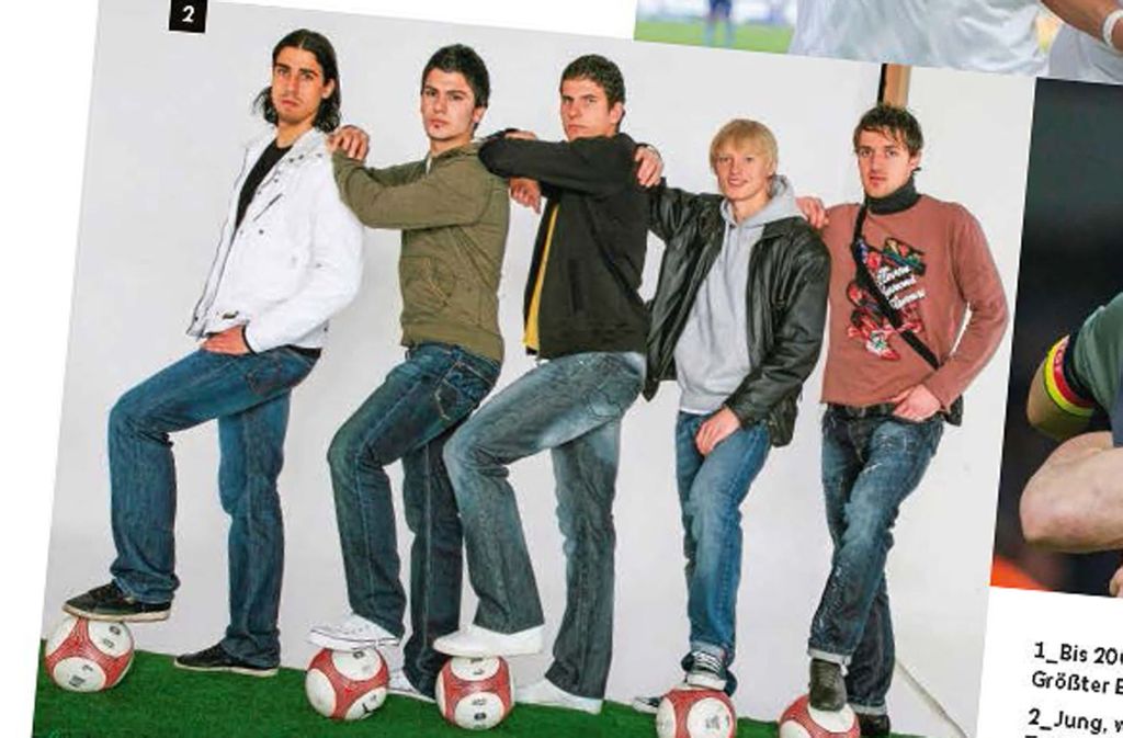 Lang, lang ist’s her: Sami Khedira, Serdar Tasci, Mario Gomez, Andreas Beck und Christian Gentner (von links) in ihrer gemeinsamen Zeit beim VfB Stuttgart.Foto:DFB-Stadionmagazin