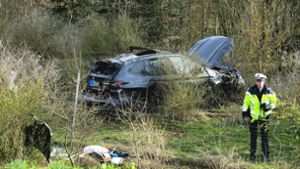 Der BMW eines 26-Jährigen landeten in der Böschung. Der Fahrer wurde schwer verletzt. Foto: SDMG/Dettenmeyer